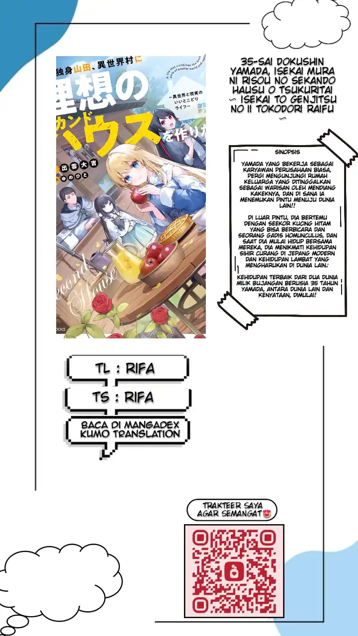 Baca Komik 35-sai dokushin Yamada, isekai mura ni risou no sekando hausu o tsukuritai 〜 isekai to genjitsu no ii tokodori raifu 〜 Chapter 4.1 Gambar 1