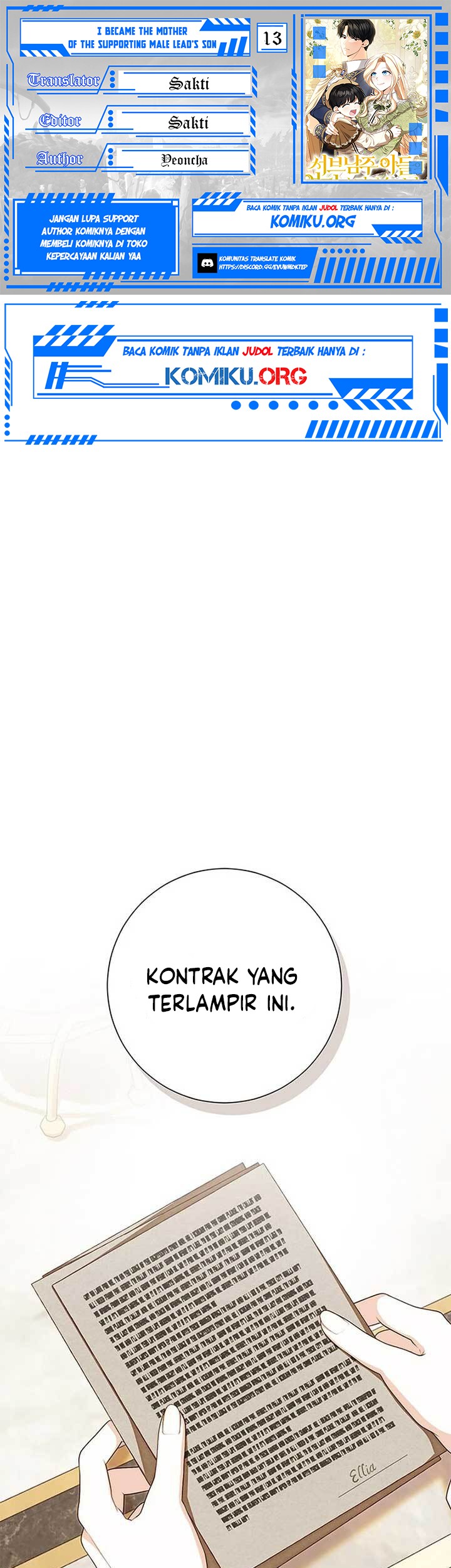 Komik I Became the Mother of the Supporting Male Lead's Son - Chapter 13