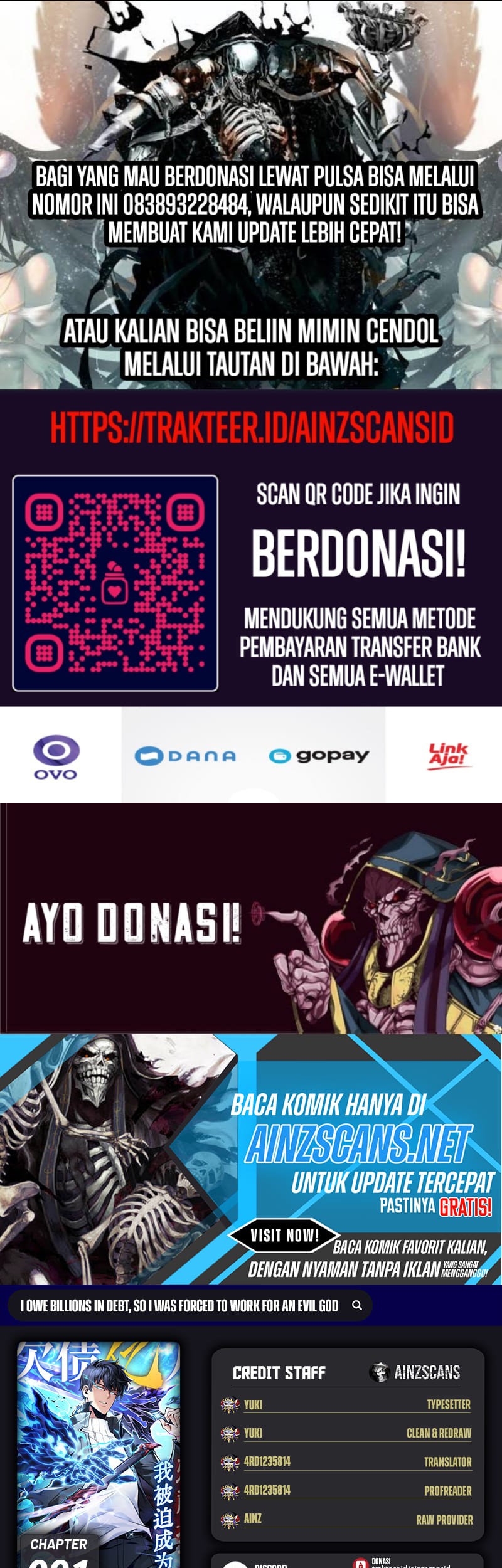 Komik I Owe A Billion Dollars And I am Forced to Become A Worker For An Evil God - Chapter 1