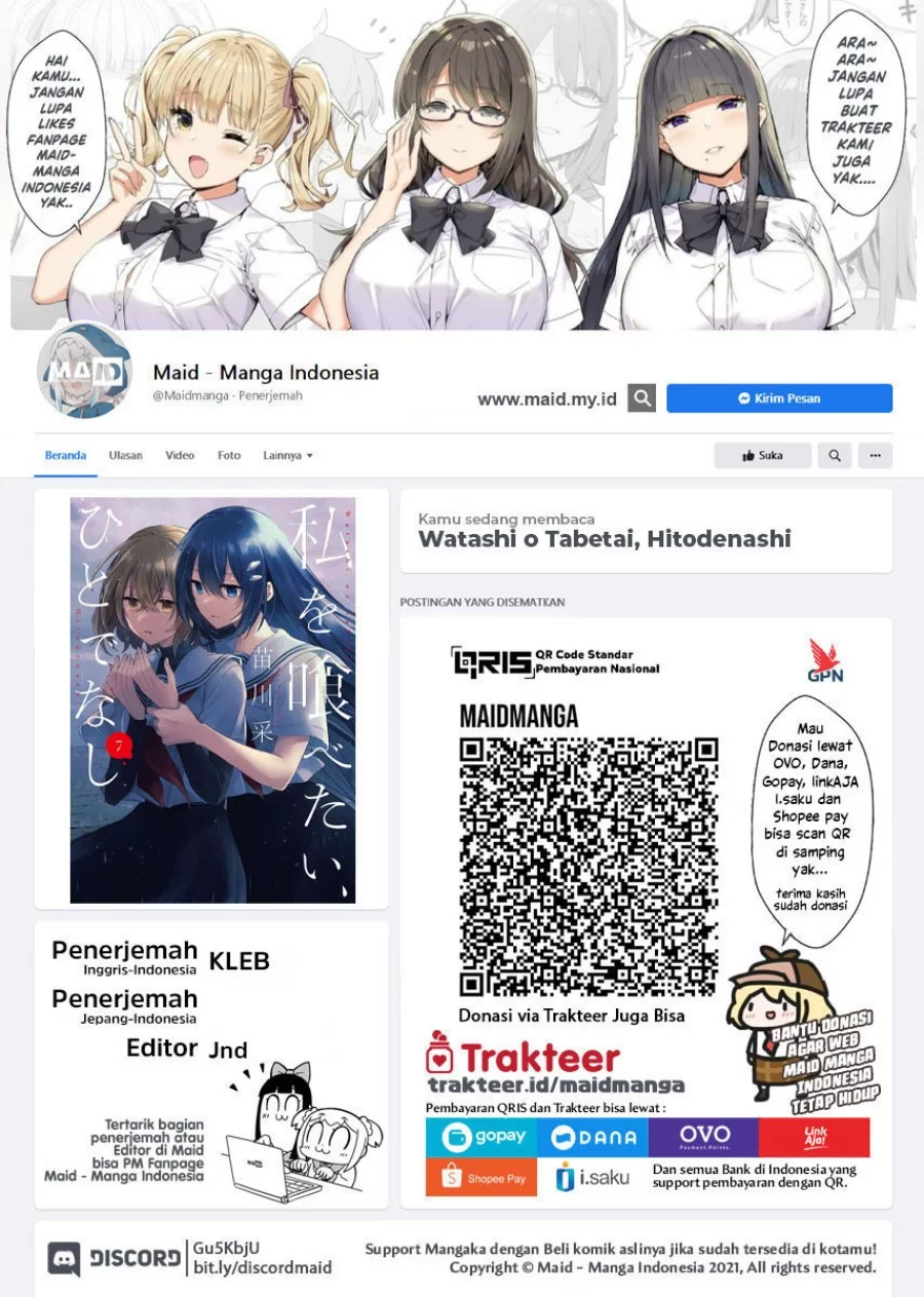 Baca Manga Watashi o Tabetai, Hitodenashi Chapter 44 Gambar 2
