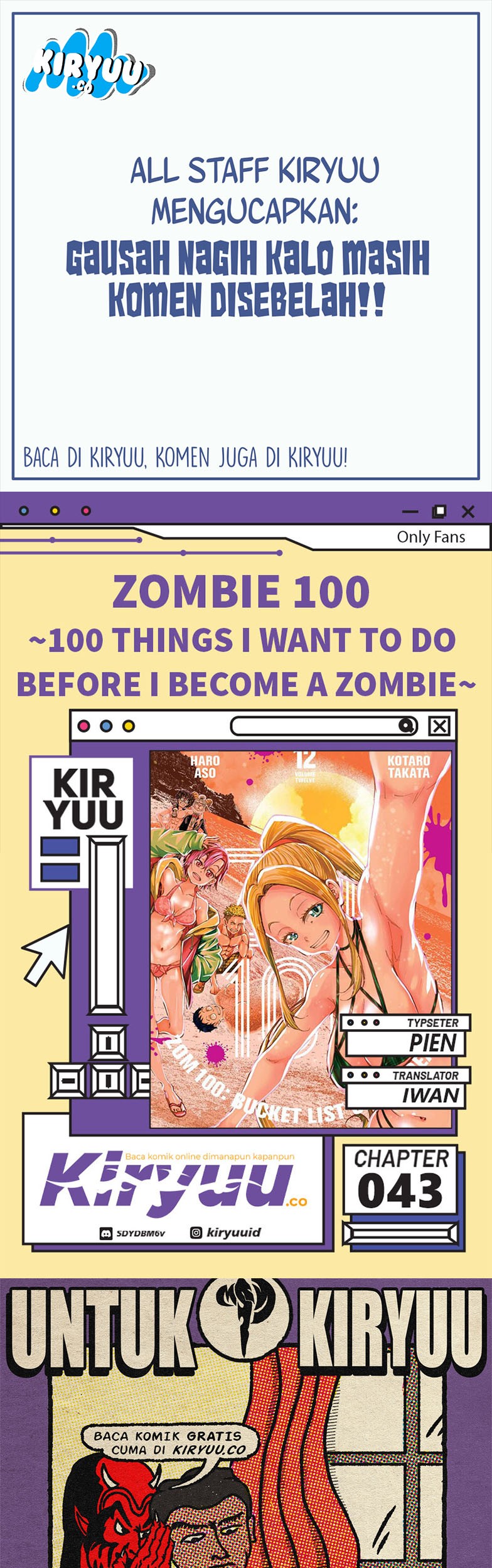Komik Zombie 100 ~Zombie ni Naru Made ni Shitai 100 no Koto~ - Chapter 43